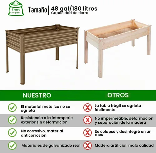 Vista 5 de Land Guard Cama de jardín elevada de metal ovalada galvanizada con patas para verduras (beige)