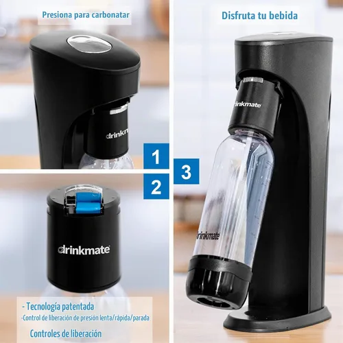 Vista 3 de Máquina para hacer agua con gas DrinkMate, con cilindro de 3 oz, Rojo Royal Red