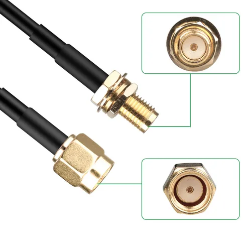Vista 3 de traderplus Paquete de 3 cables de extensión RP-SMA macho a hembra de 10 pies Router WiFi Extensor de antena