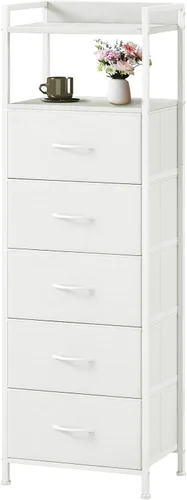 Vista 14 de Somdot - Mesita de noche con 3 cajones, cómoda con contenedores de tela para dormitorio, pasillo, entrada, mueble de mesa auxiliar junto a la cama.
