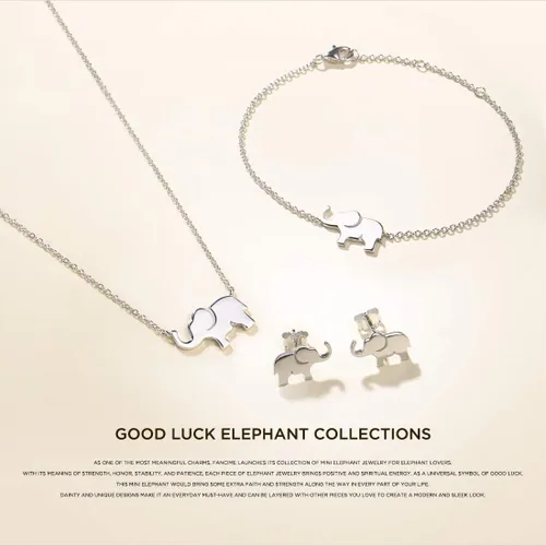 Vista 6 de FANCIME Lucky Elephant Bracelet 925 Sterling Silver High Polished Mini Small Elephant Charm Family Link Bracelet Jewelry Birthday Gifts For Women