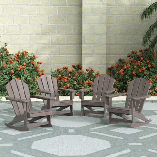 Vista 136 de WestinTrends Silla mecedora Malibu de poliéster para exterior/patio Adirondack, Negra