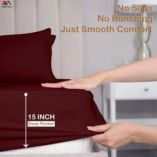 Vista 6 de ARlinen Juego de sábanas divididas tamaño Queen, 5 piezas, 100% algodón egipcio, bolsillo profundo de 16 pulgadas, ropa de cama suave de lujo