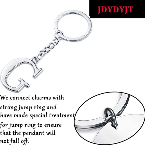 Vista 4 de Llavero de letra inicial de plata para hombres y mujeres, llavero personalizado con monograma del alfabeto para llaves de coche