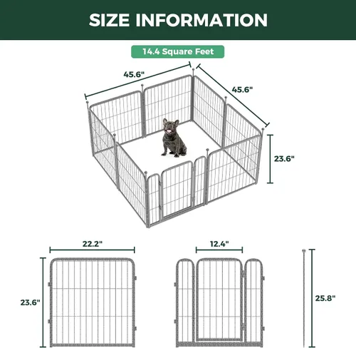 Vista 7 de FXW Aster - Corralito para perros diseñado para patio, 24 pulgadas, 8 paneles