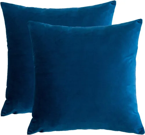 Vista 48 de RainRoad Fundas de Almohadas Decorativas Negras Juego de 2 de Terciopelo Suave 18x18 Pulgadas para Sofá Cama (Negro, 18" x 18"(Paquete de 2))