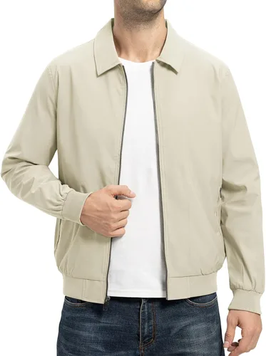 Vista 8 de TBMPOY Chaquetas ligeras para hombre, estilo casual, rompevientos, para hombre, chaqueta ligera de pista, cuello de tendido, abrigos de golf de otoño