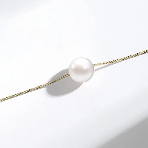 Vista 5 de Collar de oro de 14 quilates, collar de perlas cultivadas de agua dulce natural, regalo para mujeres y niñas