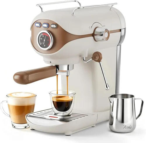 Vista 10 de XIXUBX Máquina de Espresso, Bomba de 20 BAR Control de Temperatura, Cafetera Espresso Compacta con Espumador de Leche al Vapor, Cafeteras