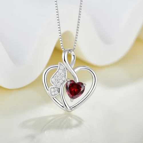 Vista 2 de Lwsary Butterfly Necklace 925 Sterling Silver Love Heart Pendant with Birthstone, Jewelry Gift for Woman Mother Mom Wife Her Girlfriend Girl