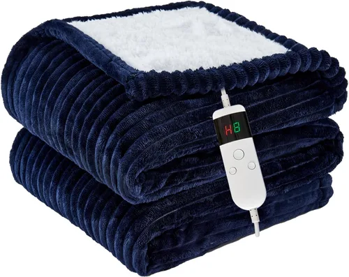 Vista 11 de Manta térmica portátil con mangas y bolsillo para el pie, manta térmica de calentamiento rápido con 10 ajustes de calor apagado automático