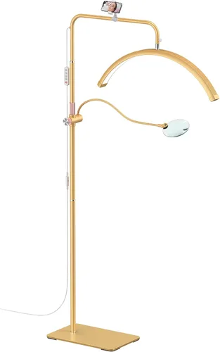 Vista 13 de AURELLE Half Moon Luz para Pestañas - Lámpara de Pie LED Ajustable para Pestañas con Lupa 4X y Soporte para Teléfono para Extensiones de Pestañas