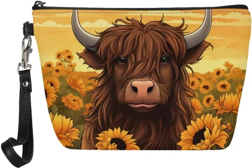 Vista 7 de Upetstory Bolsa de maquillaje de animales, bolso pequeño de cuero para cosméticos de viaje para niñas y mujeres, bolso de mano para lápiz labial