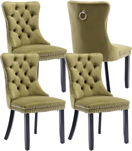 Vista 82 de Juego de 2 sillas de comedor de terciopelo beige, sillas de comedor tapizadas beige01
