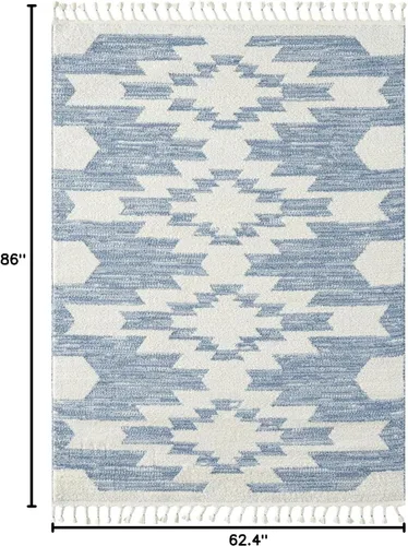 Vista 2 de LUXE WEAVERS Ibiza Collection 8068 - Alfombra geométrica suroeste, color azul, 5 x 7