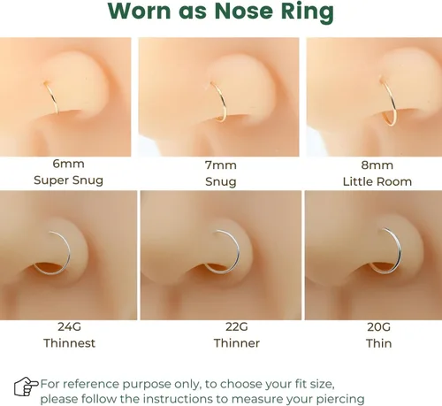 Vista 64 de Small Gold or Sterling Silver Huggie Hoop Earrings for Women Cartilage Nose Helix Tragus