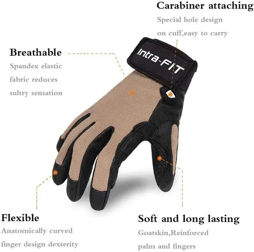 Vista 3 de Guantes de escalada, guantes de cuerda, perfectos para rappel, rescate, roca, árbol, pared, escalada de montaña
