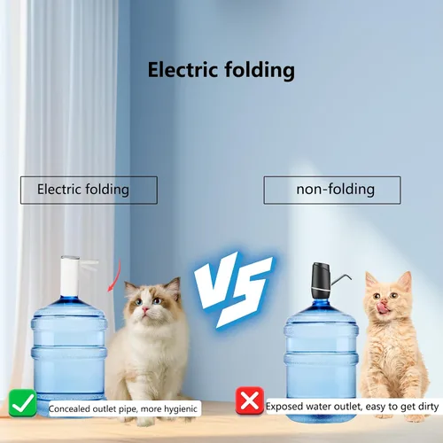 Vista 5 de Electric Water Bottle Pump Rechargeable Water Dispenser Autofolding Spout Smart Portable USB Charging for Kitchen Office Home Camping Bedroom