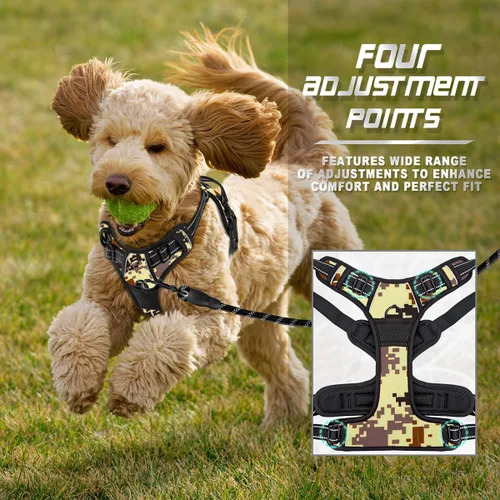 Vista 200 de BARKBAY - Arnés para perro sin tirones con clip frontal, material resistente y reflectante, asa de fácil control para pasear perros grandes