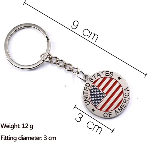 Vista 3 de Ergugos Llavero de Estados Unidos de América, llavero de bandera estadounidense, anillo de metal, estrella a rayas, llavero de EE. UU., para hombres