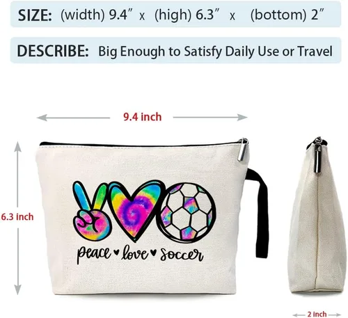 Vista 4 de ZHANTUONE La bolsa de cosméticos Peace Love Yundong no solo es novedosa y única en diseño, sino que también es segura y práctica con una cremallera