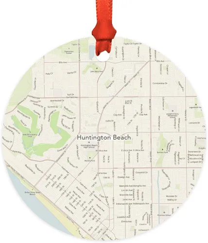 Vista 52 de Andaz Press Mapa de la ciudad de Estados Unidos redondo de madera natural MDF ornamento de Navidad, Akron, Ohio Vintage Mapa, 1 paquete, larga