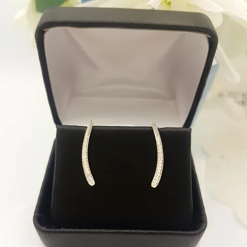 Vista 2 de Dazzlingrock Collection 0.15 Cttw 14K oro sólido corte redondo diamante blanco pendientes trepadores para mujer