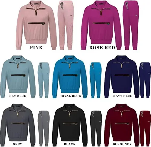 Vista 3 de niaahinn Conjunto de ropa quirúrgica para mujer, camiseta de manga larga y pantalones quirúrgicos, uniformes de trabajo de color sólido con bolsillos