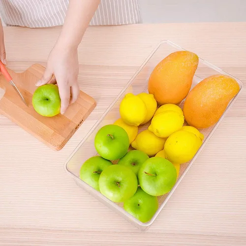 Vista 5 de SANNO Organizador de refrigerador de verduras, contenedores de alimentos con tapas, contenedores para refrigerador, alimentos, frutas, verduras