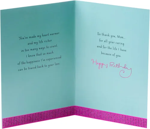 Vista 2 de Hallmark- Tarjeta de cumpleaños, flores rosadas y azules