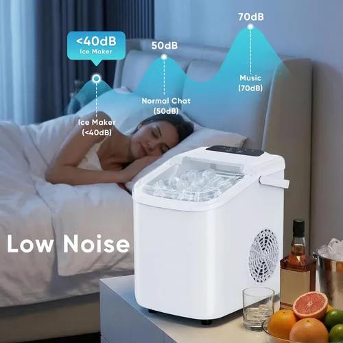 Vista 6 de NEWBULIG Máquina de hielo, máquina de hielo para encimera con mango Blanco