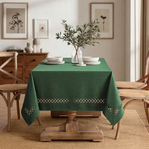 Vista 6 de MIULEE Army Green Rectangle Tablecloth with Decorative Cutouts 60x84 Inch Waterproof Stain Resistant & Shrink-Proof Table Cloth, Farmhouse