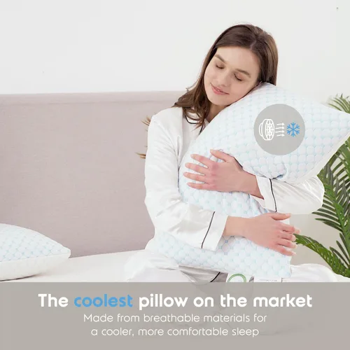 Vista 4 de Nestl - Almohada más refrescante, almohada de espuma viscoelástica con seda y gel que reduce el calor y la humedad, ajustable, lavable