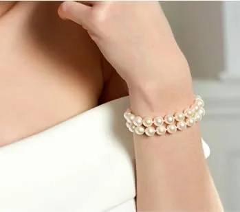 Vista 3 de AAA+ - Pulsera de perlas de agua dulce naturales de calidad para mujer, perlas blancas redondas de 0.25 a 0.27 pulgadas con hebilla de langosta
