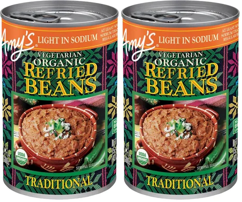 Vista 7 de Amy's Frijoles refritos orgánicos enlatados, frijoles tradicionales ligeros en sodio, veganos sin gluten y vegetarianos, 15.4 onzas (paquete de 12)