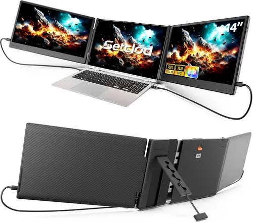 Vista 9 de Extensor de pantalla para portátil de 0.17 pulgadas, ultrafino, 14.2 pulgadas, FHD 1080P IPS, monitor portátil para laptop, extensor de monitor