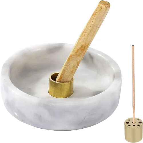 Vista 9 de Soporte Palo Santo, quemador de incienso de mármol natural para palitos de Palo Santo, hecho a mano, madera de palo de incienso (negro natural)