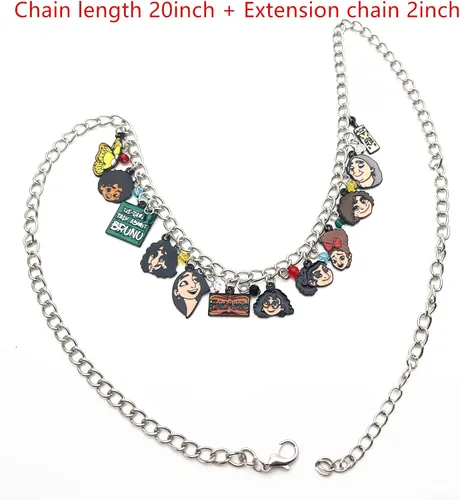 Vista 3 de TKLPP Collar con dije de Encanto Madrigal de la familia con dibujos animados de metal de Maribel Bruno Isabella Encanto para mujer y niña, Zinc, 0