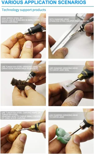 Vista 3 de Mini bolígrafo de grabado eléctrico inalámbrico recargable, mini kit de herramientas de grabado para metal, vidrio, cerámica, plástico, madera Oro