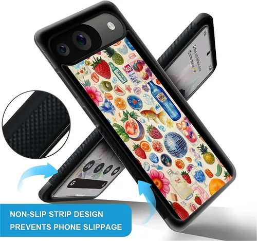 Vista 416 de Compatible con Google Pixel 4A 5G Mobile Case Creative Acrylic Panel trasero Silicona Protección Grip especialmente diseñado para Google Pixel 4A 5G