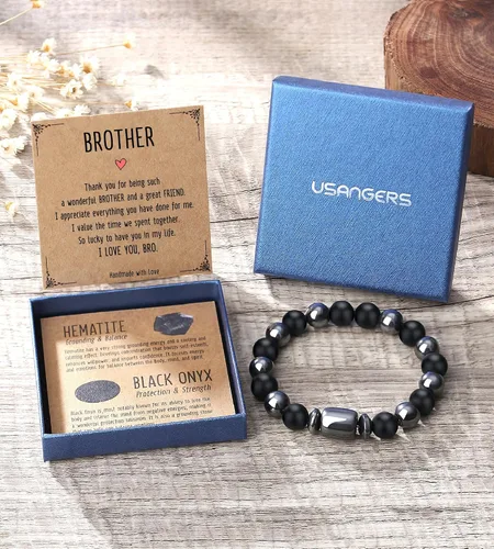 Vista 7 de Pulseras hechas a mano para hombres, regalos geniales para él, novio, marido, papá, hijo, abuelo, nieto, hermano, relleno de calcetines de Navidad