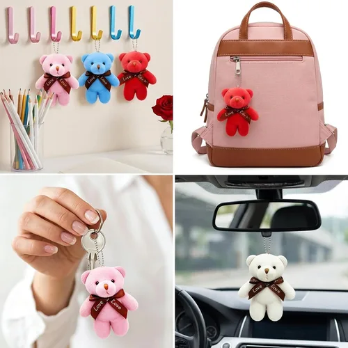 Vista 3 de AMENON Paquete de 28 mini juguetes de oso de peluche, regalos para niños, aula, escuela, mini animales de peluche, adornos colgables, adornos