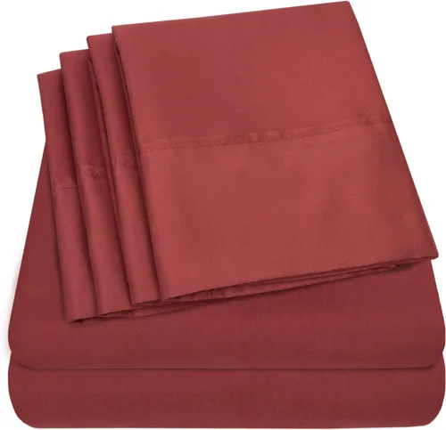 Vista 33 de Juego de sábanas de 4 piezas para camas individuales de 1500 hilos de microfibra de cepillado fino con bolsillo profundo - 1 funda de almohada