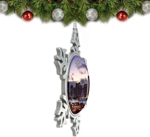 Vista 2 de Estados Unidos, América, Miami, Florida, adorno de Navidad, decoración de árbol, regalo de recuerdo de metal de cristal