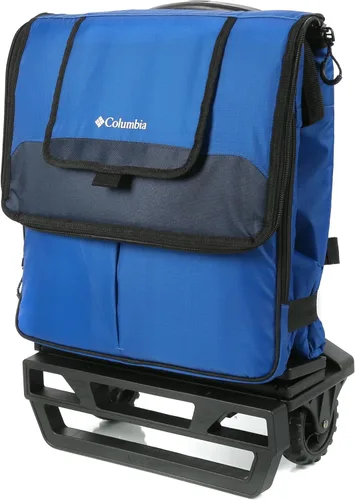 Vista 6 de Columbia Crater Peak - Hielera con ruedas, enfriador con ruedas para 50 latas, enfriador plegable azul con aislamiento de súper espuma y carrito