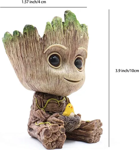 Vista 3 de TEEMO Decoraciones de Burbujeador de Aire Groot para Acuario, Decoraciones de Resina Marrón con Burbujeador de Aire para Acuario.
