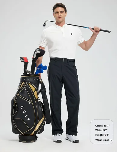 Vista 2 de Pantalones de golf para hombre, impermeables, cómodos, ligeros, transpirables, con bolsillos