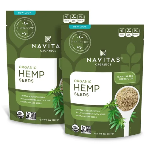 Vista 7 de Navitas Organics Bolsa de semillas de cáñamo crudas orgánicas, 15 porciones, orgánica, sin OMG, cáscara de baja temperatura, sin gluten, 8 onzas