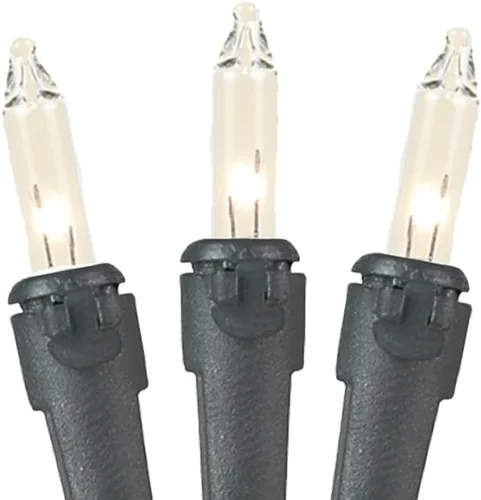 Vista 4 de Novelty Lights Juego de 50 mini tiras de luces navideñas transparentes, cable negro, para interiores y exteriores, certificación UL, 11 pies