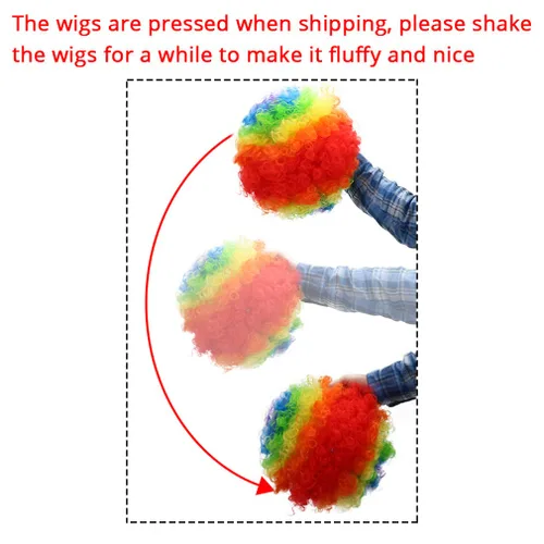 Vista 5 de Pelucas afro sintéticas de payaso para hombres o mujeres Cosplay anime fiesta Navidad Halloween Pelucas divertidas